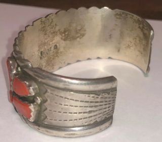 Rare Wayne Calavaza Zuni Old Pawn Sterling Silver Turquoise Coral Bracelet 11