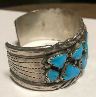 Rare Wayne Calavaza Zuni Old Pawn Sterling Silver Turquoise Coral Bracelet 4