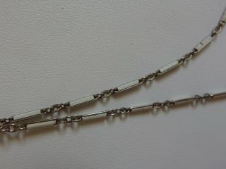 Antique Long 1920 ' s White Enamel Bar Link Flapper Necklace 7