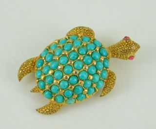 Vintage Hattie Carnegie Gold Tone Sea Turtle Brooch