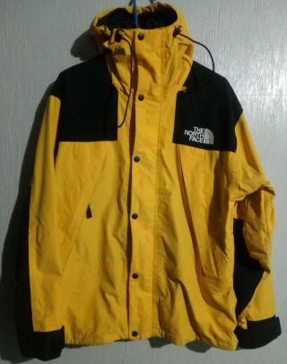 Vintage North Face Gore Tex Mountain Light Jacket Yellow Black Mens Small