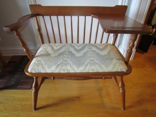 Vintage Ethan Allen Gossip Bench With Tray - Hard Rock Maple -
