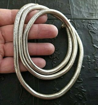 Vintage Silver Flexible Necklace,  Thick Chain,  India Rope Chain Very Thick