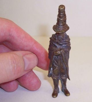 Vintage Solid Bronze Miniature Wise Man Soothsayer Wizard Luck/wisdom Amulet