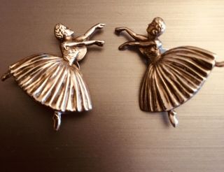 Vintage Possibly 1940s Hallmarked Silver Ballerina Clip On Earrings