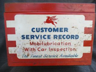 Vintage Mobil Oil Pegasus Gas Service Station Customer Service File Cabinet Sign