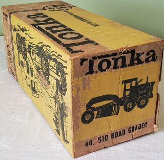 Early Tonka Toys Caterpillar ROAD GRADER TRUCK NO.  510 60 ' s V RARE NMIB 11