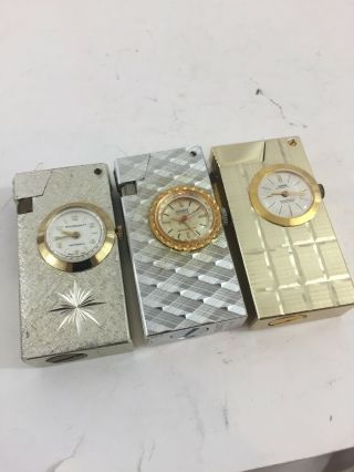 3 Vintage Pocket Lighters With Watches
