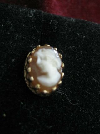 14K Yellow Gold Victorian Style SHELL CAMEO EARRINGS 9mm for Pierced Ears LQQK 3