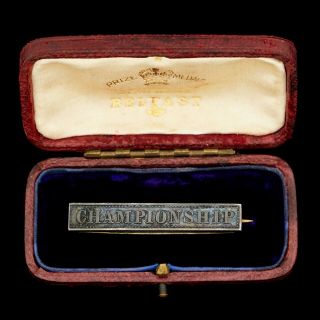 Antique Vintage Victorian Sterling 925 Silver Championship Unisex Bar Pin Brooch