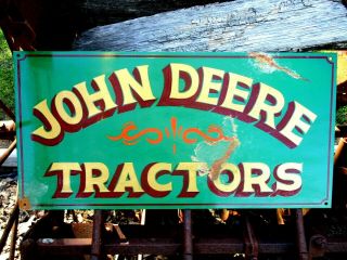 Vintage Old Antique Style Hand Painted On Steel John Deere Service Sign Tractor