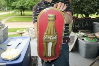 Vintage Coca Cola Soda Pop 1923 Christams Bottle 16 " Metal Thermometer Sign