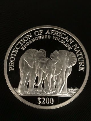 Republic Of Liberia,  2000,  $200 Dollars,  16 Oz,  89mm,  Silver Proof,  Rare