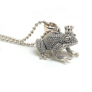 Lagos Rare Wonders Frog Prince Pendant On Beaded Ball Chain 34 " Necklace Nwt