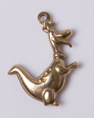 Vintage 9ct Yellow Gold Scottish Loch Ness Monster Nessie Charm Pendant