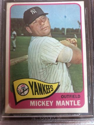 1965 TOPPS 350 MICKEY MANTLE Baseball Card EX,  5.  5 Beckett Grade RARE Authentic 3