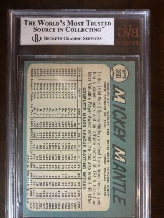 1965 TOPPS 350 MICKEY MANTLE Baseball Card EX,  5.  5 Beckett Grade RARE Authentic 5
