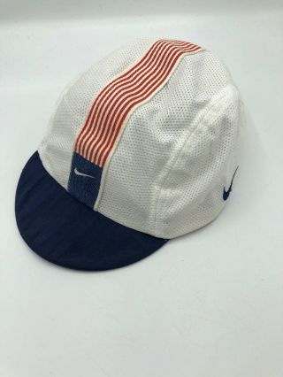 Nike Cycling Hat Cap Made In Usa Vintage Rare Stripes Stripes Swoosh Vtg Rare