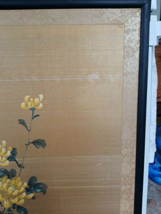 Vintage Japanese Panel Byobu Hand Painted Silk Floral Signed Made in Kyoto Japan 5