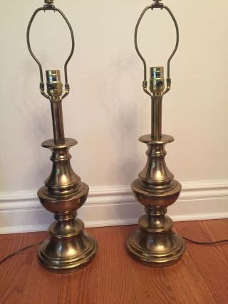 Two Vintage Heavy Brass Stiffel Table Lamps (pair)