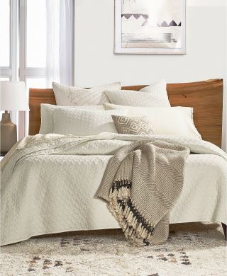 Lucky Brand Bedding Vintage Wash Quilted Full/queen Coverlet Ivory $250 I3838