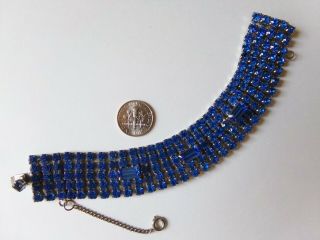 Vintage Signed Weiss Sapphire Blue Rhinestone Bracelet