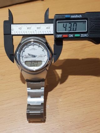 Vintage Watch Casio Waveceptor Dual Display Analog - Digit World Time Atomic/Radio 6