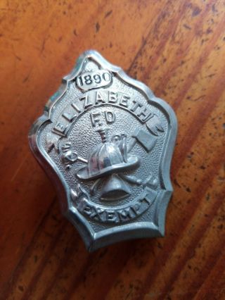 Vintage Antique Fire Department Elizabeth N.  J.  Exempt 1890 Badge By C.  D.  Reese 5