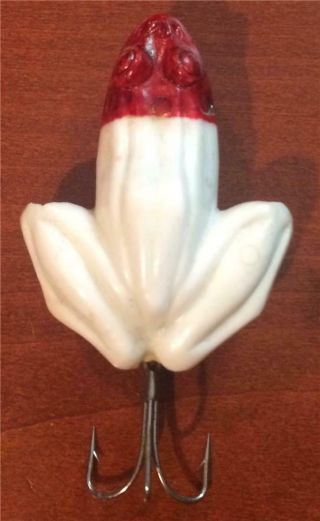 Vintage Burroughs Frog Lure In Hard To Find Red And White Color