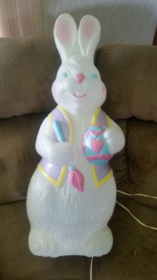 Vtg 1994 Tpi Mr.  Painter Easter Bunny Rabbit Blow Mold 34 " Yard Decor Rare Htf
