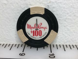 Rare Moulin Rouge $100,  Black,  Rectl,  Las Vegas Casino Chip