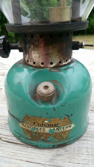 Rare Coleman no.  234 Kerosene Lantern,  gold label,  seafoam green.  Collectors look 3