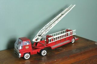 Vintage Tonka Tfd Fire Ladder Truck 2998 Gas Turbine Old Metal Toy Cond.