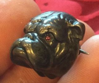REAL ANTIQUE Sterling Silver Art Nouveau Bull Dog Watch Pin Brooch 2