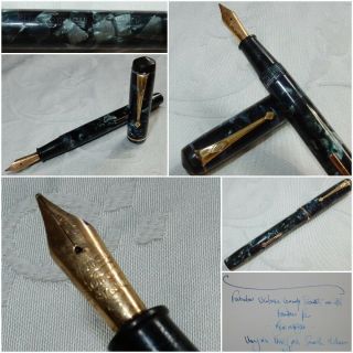 Vintage Conway Stewart 286 Fountain Pen Blue Marble 14k Gold Medium Restored