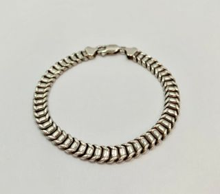Vintage Half Dome Chain Link Bracelet 7 1/8 In Sterling Silver 925