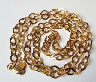 Vintage Very Long Italian Sterling Silver Gold Plated Chain Necklace