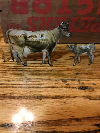 Vintage De Laval Cream Separator Tin Jersey Cow And Calf Set Advertisement Pair 6