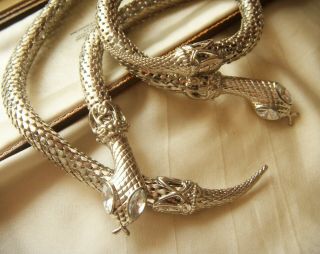 Vintage Jewellery Stunning Cleopatra Snake Silver Mesh Necklace Bracelet Set