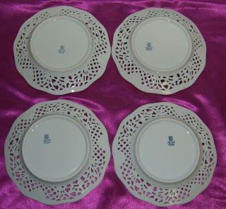 Vintage Shumann Dresden Porcelain 8 Hand Painted Reticulated Plates 3