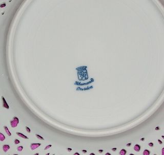 Vintage Shumann Dresden Porcelain 8 Hand Painted Reticulated Plates 6