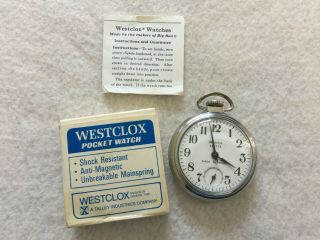 Vintage Westclox Scotty Shock Resistant Mechanical Wind Up Pocket Watch