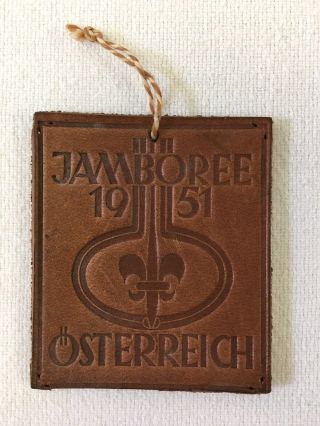 Vtg 1951 Bsa Wj World Jamboree Leather Patch Osterreich Badge