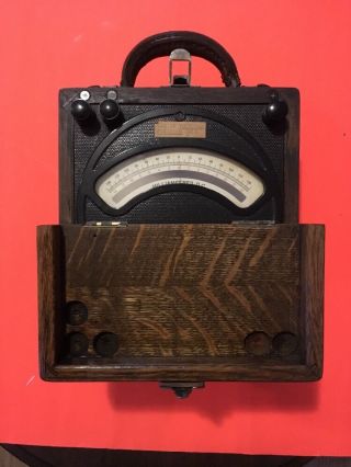 Antique Weston Electrical Instrument Co.  Dc.  Milliamperes,  Oak Case Vtg,  Vintage,
