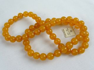 Lg Vintage Baltic Honey Amber Bead Long Necklace Butterscotch Egg Yolk Opaque