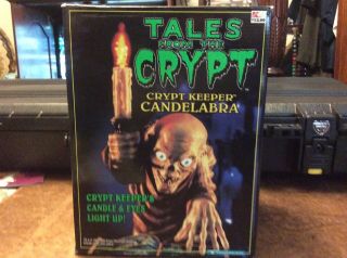 VINTAGE 1996 TALES FROM THE CRYPT CRYPT KEEPER CANDELABRA.  MIB, 2