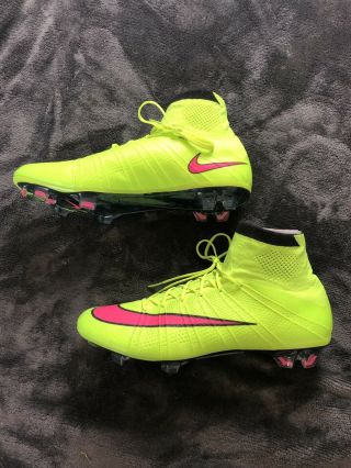 Nike Mercurial Superflys Iv Volt Green And Pink Soccer Cleats Size 11 Rare