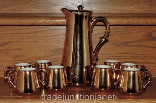 Vintage Hand Decorated 22kt Gold Usa Porcelain Hot Chocolate/coffee/tea & Cups