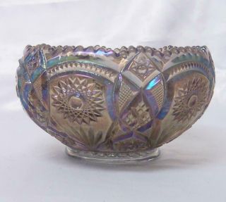 Imperial Glass - Early Vintage " Hobstar " 7 " Smoke Carnival Rose Bowl