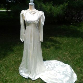 Vintage Ivory Satin 1930s Wedding Gown And Slip